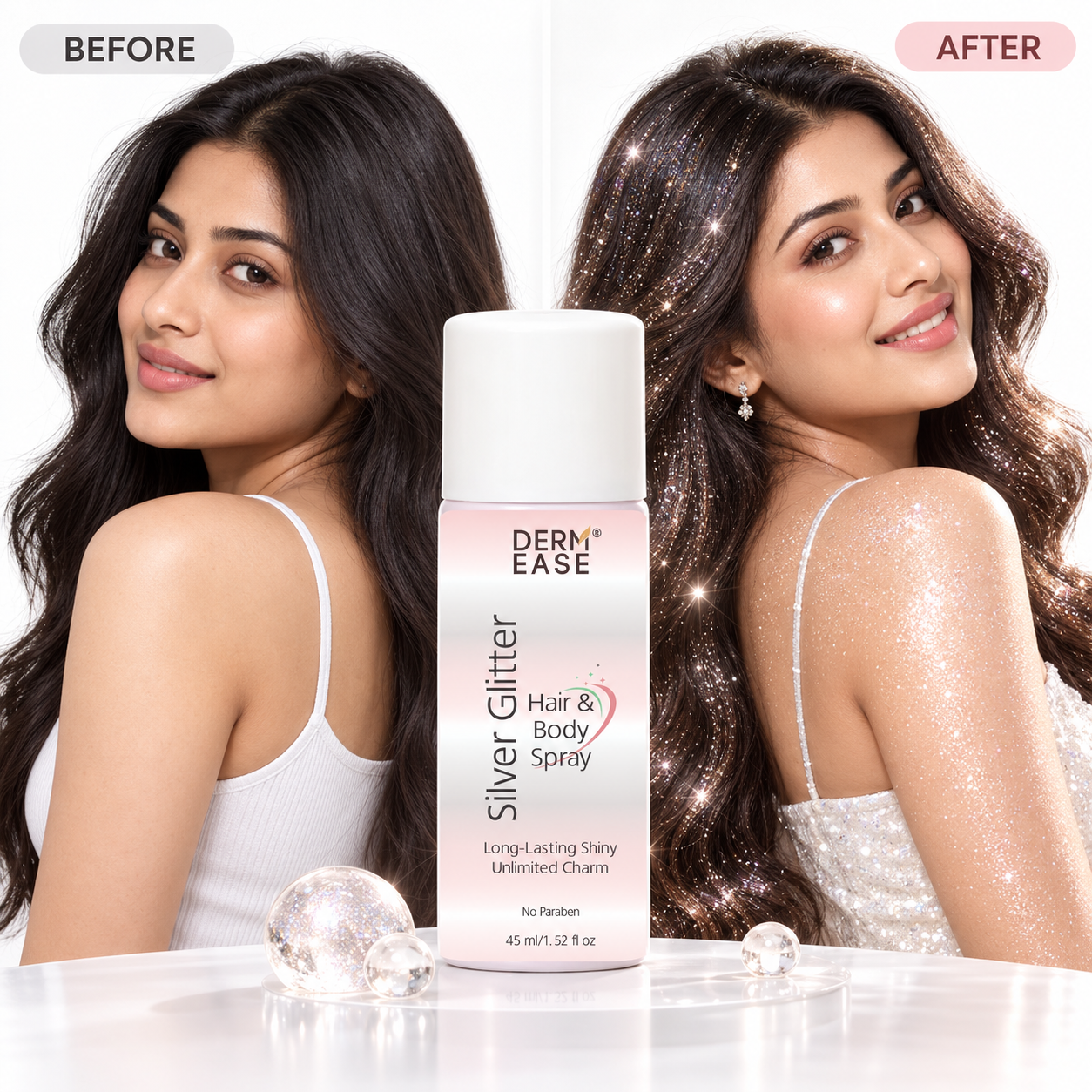 SILVER GLITTER HAIR & BODY SPRAY